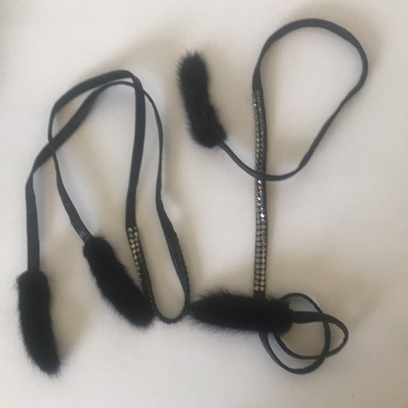 GUCCI sBlack Mink Fur & Swarovski High Heels w/Ankle Straps Size 37.5 - Picture 6 of 16